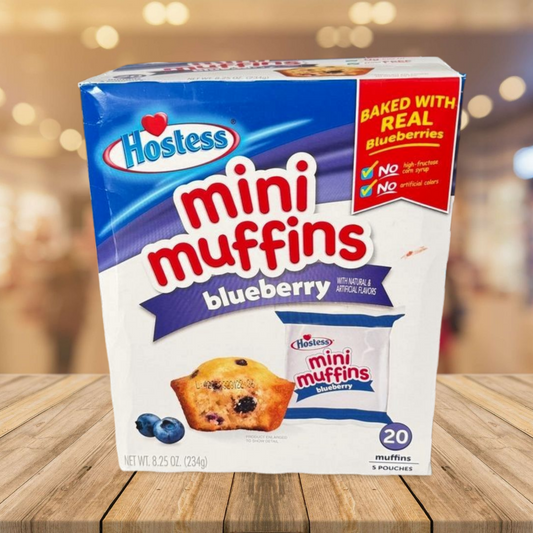 Hostess Mini Muffins Blueberry 234g (5 Päckchen mit je 4 Mini Muffins)